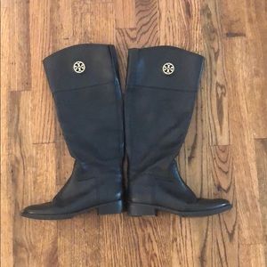 Black Leather Tory Burch boots